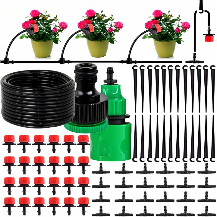 ZESTAW DO NAWADNIANIA KROPELKOWEGO SYSTEM DO KWIATKÓW ROŚLIN 25m + 30dysz