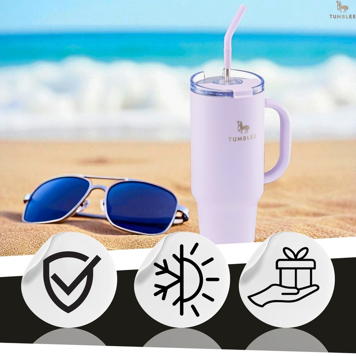 Duży Kubek Termiczny do Auta Ze Słomką Ustnikiem Nieprzeciekający 1200ml