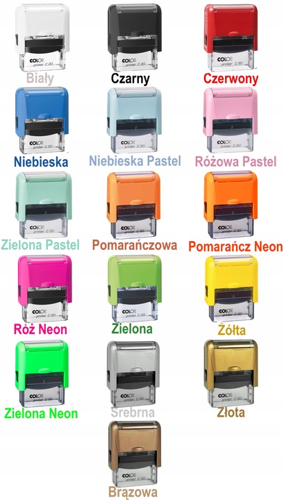 COLOP C20 Pieczątka do 4 wersów FIRMOWA LEKARSKA IMIENNA BIUROWA - kolory