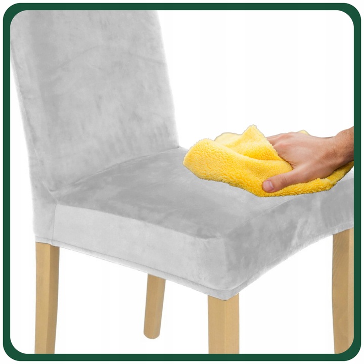 ZESTAW 6 SZT. POKROWCE POKROWIEC NA KRZESŁO JASNY SZARY WELUR ELASTYCZNY