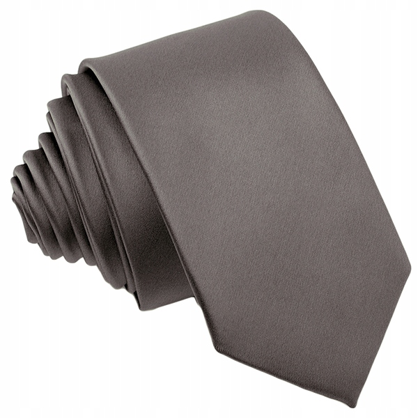 ŻAKARDOWY Gładki Jednokolorowy Krawat Męski do Garnituru GRAFITOWY rr03