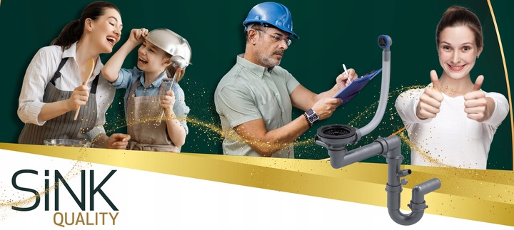 SYFON do ZLEWU jednokomorowego ZLEWOZMYWAKA kuchennego MANUALNY przyscienny