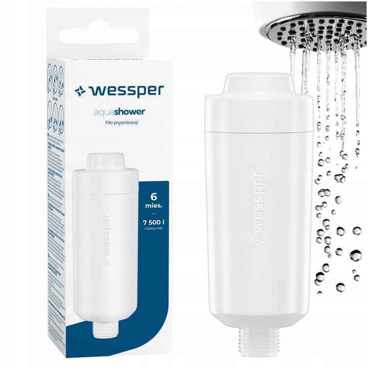 FILTR WODY PRYSZNICOWY do prysznica Wessper Aqua usuwa kamień chlor