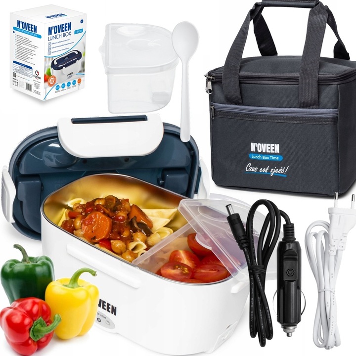 ELEKTRYCZNY LUNCH BOX POJEMNIK TERMOS OBIADOWY 230V 12V 24V + TORBA