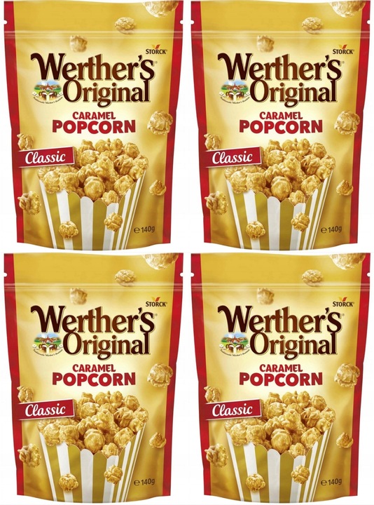 Werther's Original Caramel Popcorn karmelowy ZESTAW 4 x 140g DE
