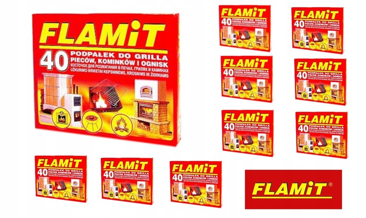 Podpałka do grilla biała 40 kostek FLAMIT zestaw10