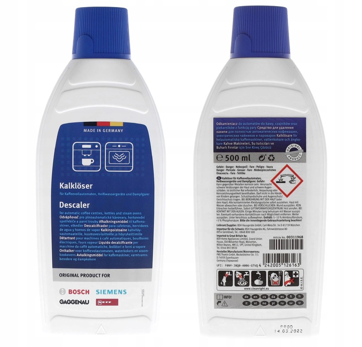 ODKAMIENIACZ do ekspresów 500ml BOSCH SIEMENS