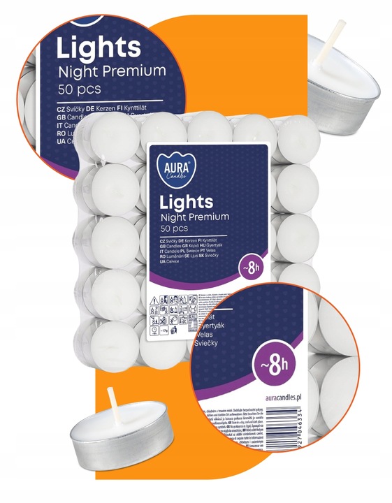 TEALIGHTY BEZZAPACHOWE Podgrzewacze Świeczki Tealight Bispol 8h 50