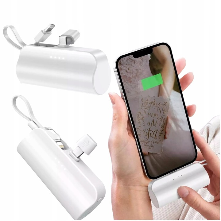 MAŁY PowerBank 5000 mAh kieszonkowy do iPhone 16 15 14 USB-C TYP-C 5000mAh