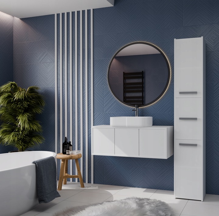 SZAFKA ŁAZIENKOWA SŁUPEK REGAŁ MALWA S33 BIAŁY