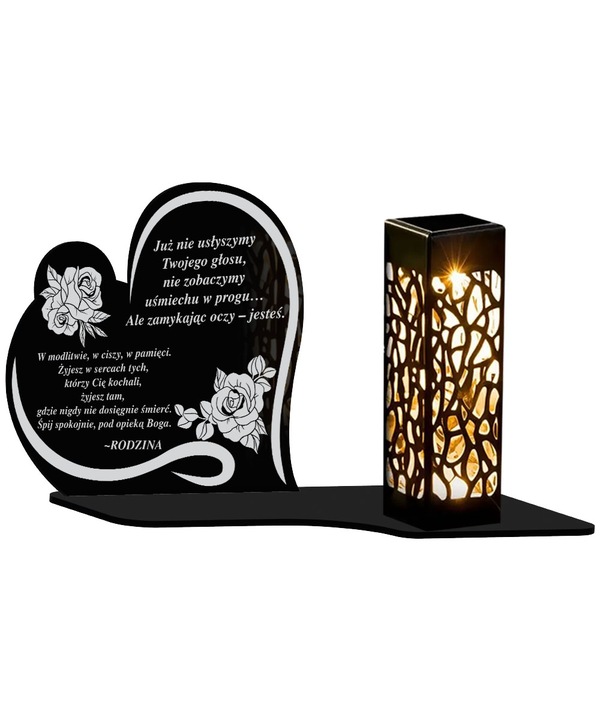 Duży Personalizowany Znicz Solarny XL Serce Wspomnienie Wszystkich Świętych