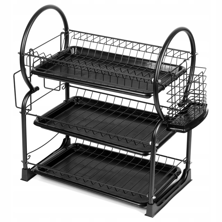 SUSZARKA DO NACZYŃ Z OCIEKACZEM NA TALERZE KUBKI SZTUĆCE 3 POZIOMOWA DUŻA