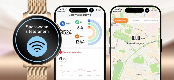 SMARTWATCH ZEGAREK DAMSKI WODOODPORNY PL MENU SPORT SMART WATCH