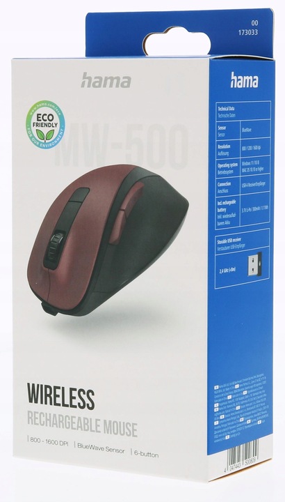 Mysz HAMA MW-500 V2 Bordowy
