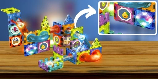 KLOCKI MAGNETYCZNE KONSTRUKCYJNE ŚWIECĄCY TOR 75el