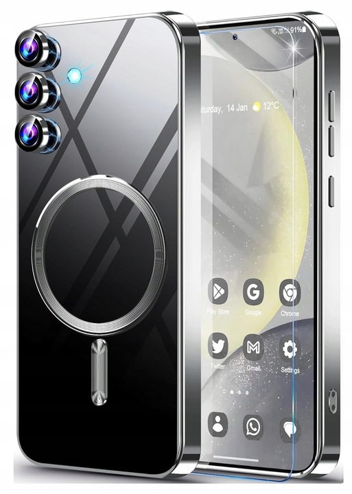 ETUI MAGSAFE GLAMOUR CLEAR CASE do SAMSUNG GALAXY S24 FE 5G SZKŁO HARTOWANE