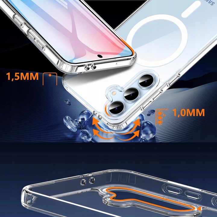 Etui do SAMSUNG Galaxy S25 5G do MagSafe WZMACNIANE 360° CLEAR CASE + SZKŁO