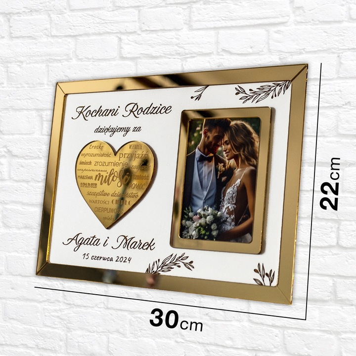 Podziękowania DLA RODZICÓW Mamy Taty Ślub Wesele w Ramce Złote Lustro 3D