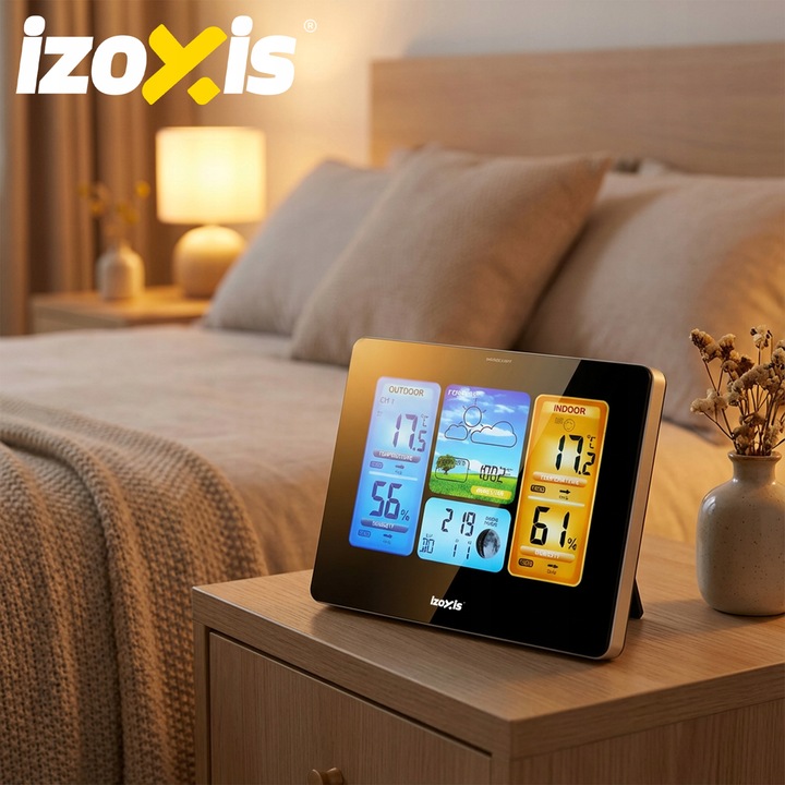Stacja Pogodowa Bezprzewodowa IZOXIS Termometr Higrometr Zegar Czujnik