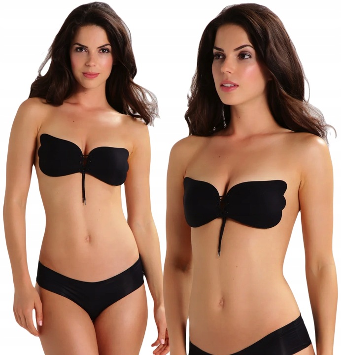 BARDOTKA STANIK BIUSTONOSZ GŁADKI SAMOPRZYLEPNY PUSHUP BEZSZWOWY GOŁE PLECY