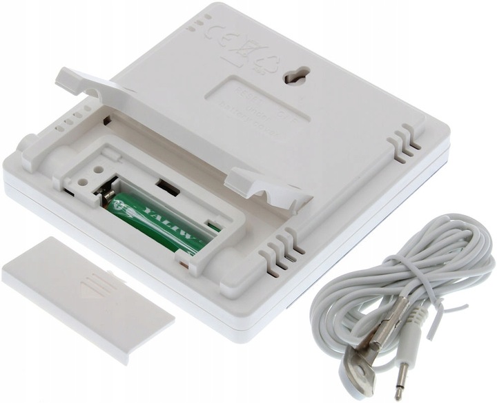 HIGROMETR TERMOMETR BEZPRZEWODOWA STACJA POGODY Z SONDĄ CZUJNIK ZEGAR