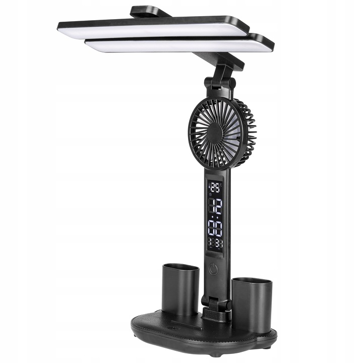 LAMPKA NA BIURKO BIURKOWA NOCNA LED z wiatrakiem zegarem szkolna