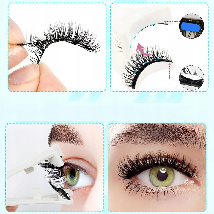 Rzęsy Magnetyczne Sztuczne DŁUGIE GĘSTE Zestaw 2w1 + Aplikator BEZ