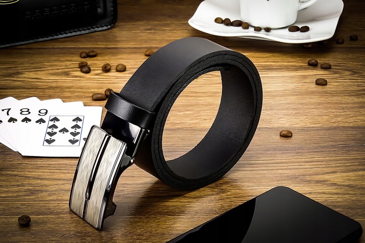 Klasyczny Czarny Męski pasek SKÓRZANY CZARNY 120cm