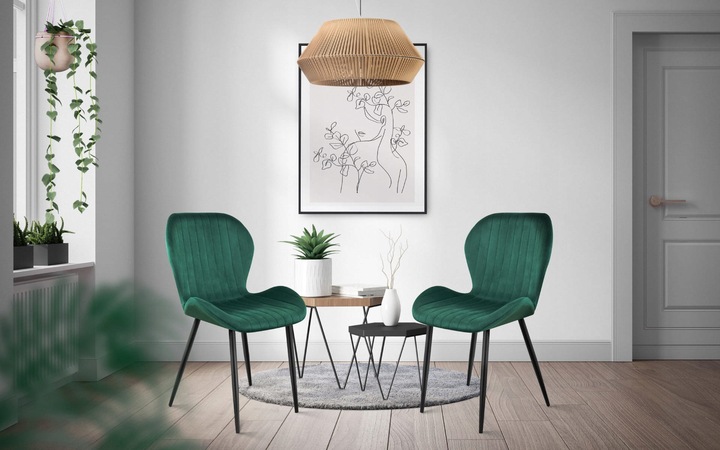 Krzesło welurowe tapicerowane MARK ADLER zielone do jadalni salonu