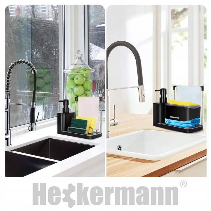 DOZOWNIK NA PŁYN DO MYCIA NACZYŃ MYDŁA POJEMNIK + GĄBKA ORGANIZER DO KUCHNI