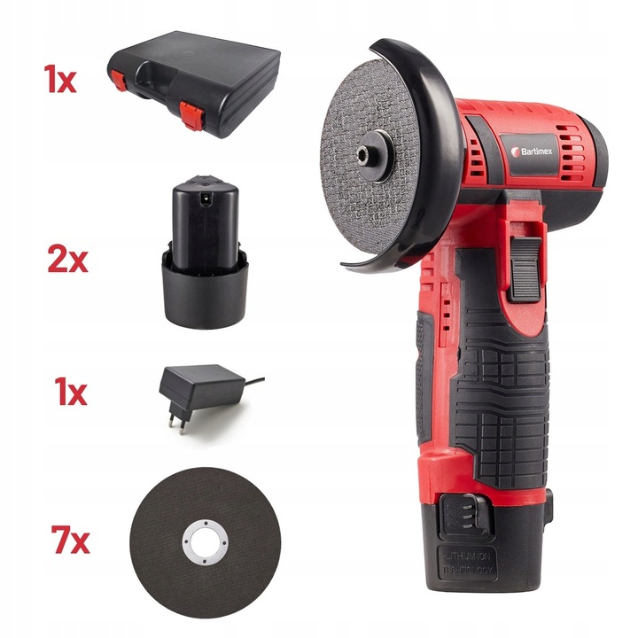 Szlifierka Kątowa Akumulatorowa MINI 2x 2,0Ah Zestaw Gumówka Kątówka