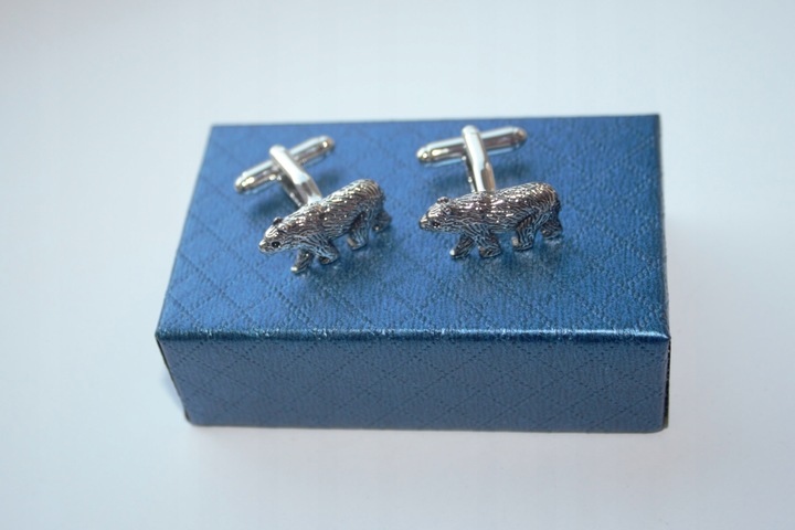 Spinki do mankietów EXC Niedźwiedź Miś Niedźwiadek Misiek srebrny w