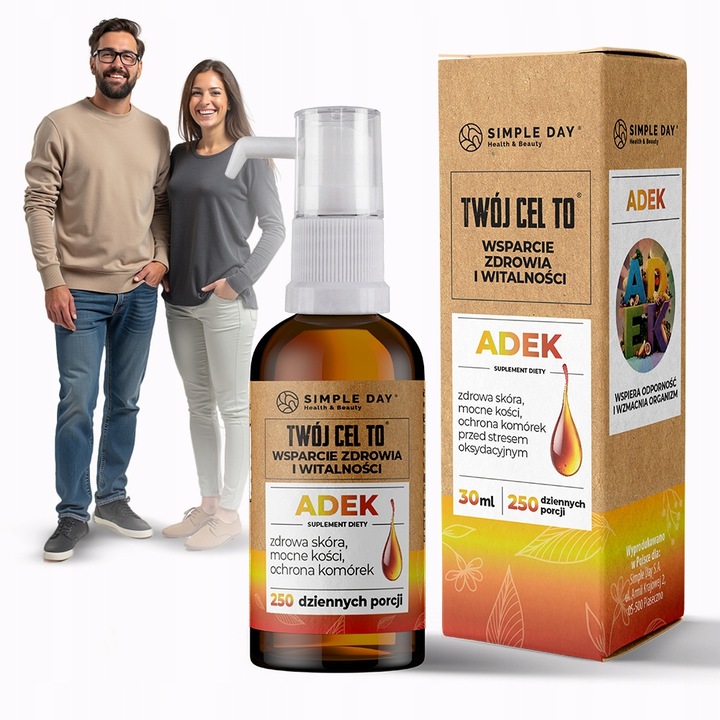 ADEK WITAMINA KROPLE A + D3 + E + K2 MK-7 | 250 PORCJI DZIENNYCH