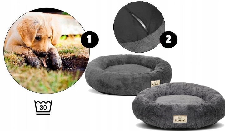 Legowisko dla Psa Kota Chmurka Shaggy Posłanie Zdejmowany Pokrowiec 60 cm