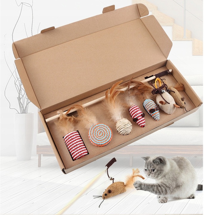 Artykuły dla zwierząt zabawki dla kotów 7częściowy zestaw kotów drażniących