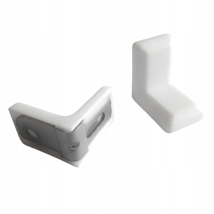 Kątownik meblowy komandorek wspornik metalowy + osłonka BIAŁY (02)