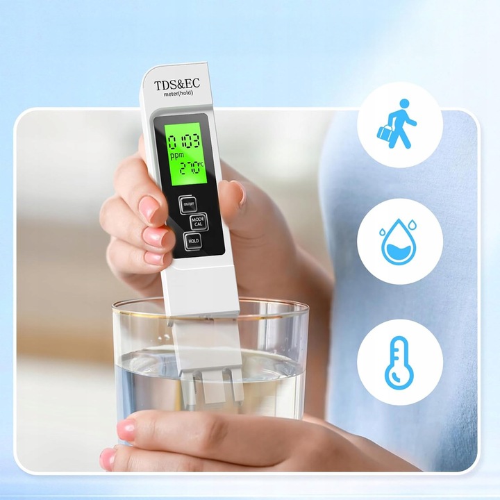 MIERNIK PH TESTER TWARDOŚCI WODY JAKOŚCI TDS EC FUNKCJA ATC TEMPERATURY