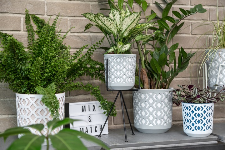 Doniczka AZTEK 14 h15 k-Czarny + w-Złoty Jasny