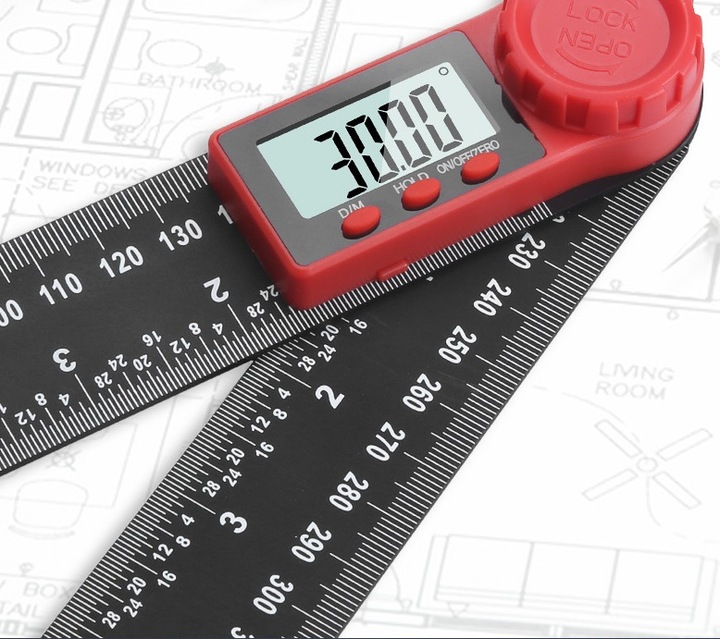 KĄTOMIERZ ELEKTRONICZNY CYFROWY 200MM 360° SOLIDNY