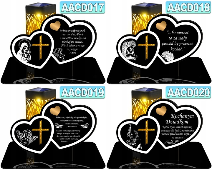 ZNICZ SOLARNY LED WIECZNY DLA DZIADKÓW NA CMENTARZ GRÓB lampka Serce 3D