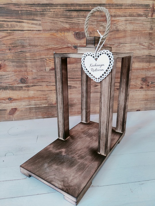 LAMPION DREWNIANY 36cm DUŻY BAZA POD STROIK GRÓB WSZYSTKICH ŚWIĘTYCH