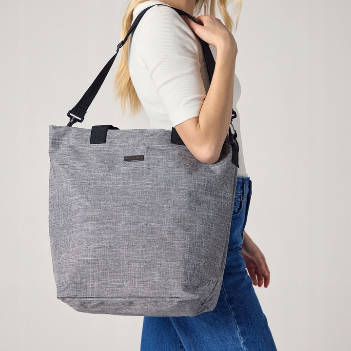 Torebka damska na zakupy pojemna szara duża torba na ramię shopper ZAGATTO