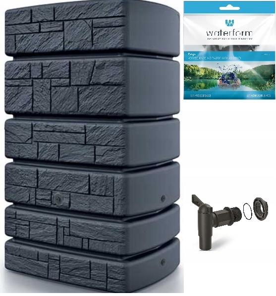 500 ZBIORNIK na DESZCZÓWKĘ POJEMNIK BECZKA WODĘ Antracyt Kamień + ZBIERACZ