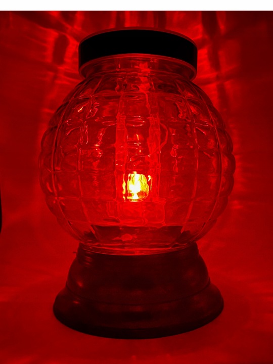 ZNICZ SOLARNY FOTOWOLTAICZNY DUŻY KULA KARBOWANE SZKŁO 24CM !