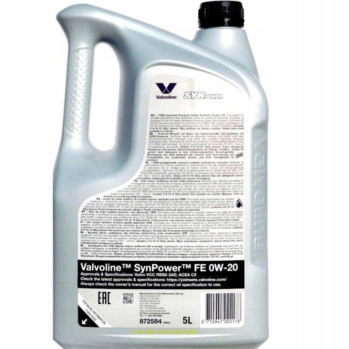 Valvoline Olej SYNPOWER FE 0W20 5L