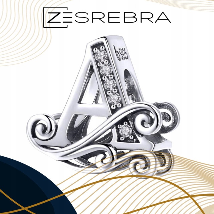 CHARMS LITERKA A srebro 925 srebrna litera koralik zawieszka charms pr S925