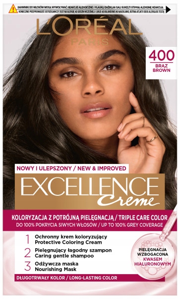 Farba Do Włosów Loreal Excellence Creme 400 Brąz Z Pro-Keratyną
