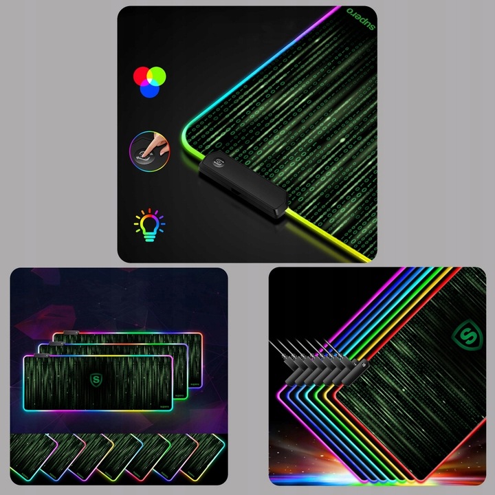 Podkładka pod myszkę gamingowa mysz xxl duża klawiaturę RBG świecąca 80x30