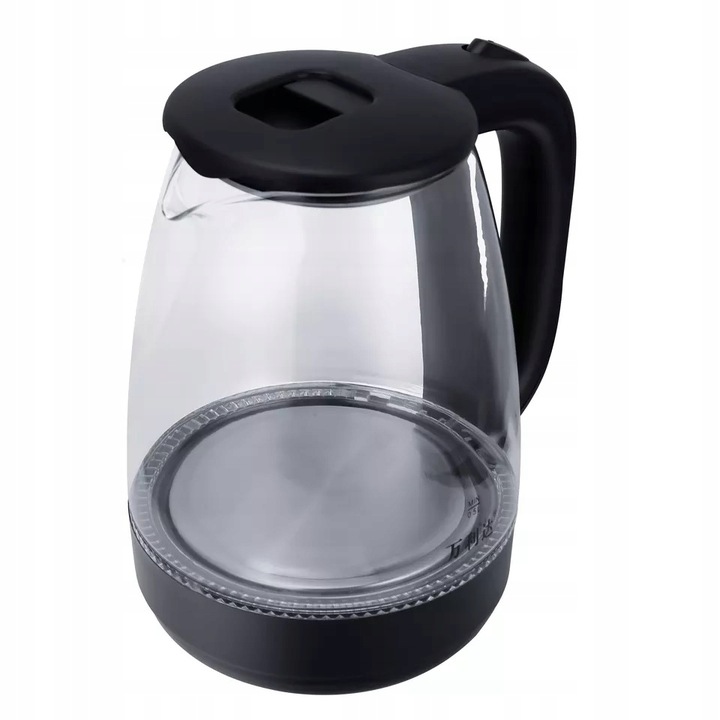 CZAJNIK ELEKTRYCZNY BEZPRZEWODOWY 2,0l 2200W SZKLANY LED CZARNY
