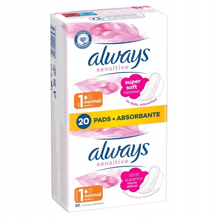 Zestaw Always Podpaski ze skrzydełkami Normal Sensitive rozm 1, 20